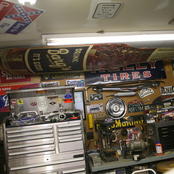 Garage Decor with Signs, Tool Chest, and Hubcap - Dave from Pearl, MS