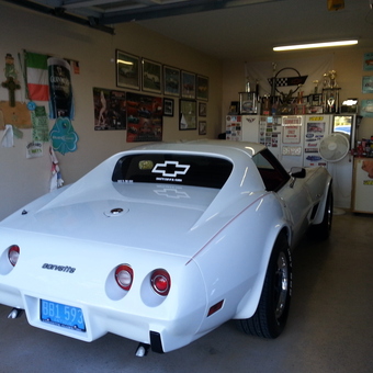 Classic Corvette and Wall Decor in Organized Garage - Class of '76 from Palm Springs, Florida