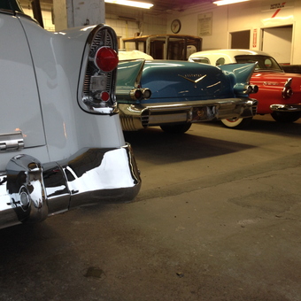 Classic Cars with Chrome Bumpers in Garage - Custom Auto Body from San Diego, CA