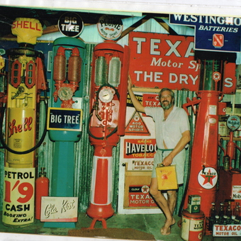 Vintage Gas Pumps and Oil Signs Garage Display - Dave from Hornby, Christchurch