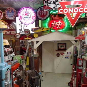 Vintage Gas Pumps and Neon Garage Signs Display - Don from Shady Cove, OR