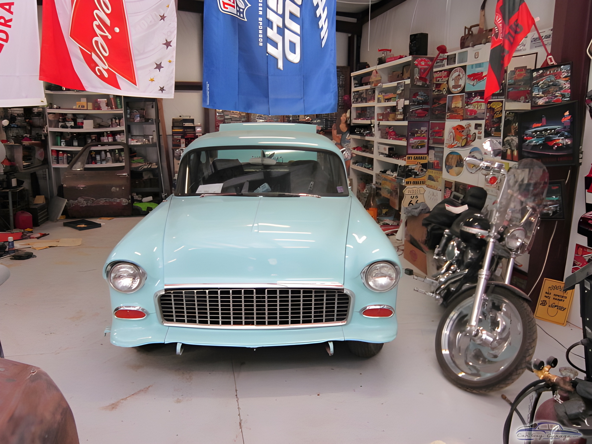 Classic Car and Motorcycle in Decorated Garage - joe from Amargosa Valley, NY