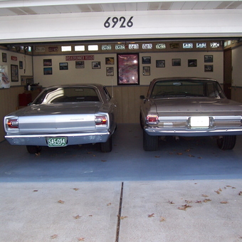 Classic Car Garage with Wall Decor and License Plates - Geo from St. Louis, Missouri