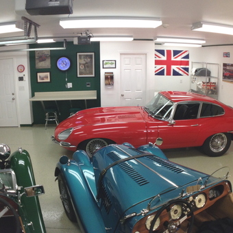 Classic Car Garage With British Decor And Wall Art - Peterhouse from Jonesborough, TN