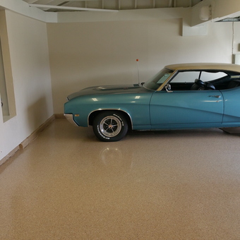 Classic Car in Clean Epoxy Garage with Neon Clock - Mark W Karnes from Chino, CA