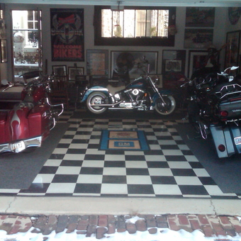 Checkered Garage Floor with Three Motorcycles - Jimi from Columbus, Ohio