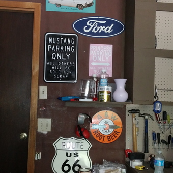Classic Car Signs and Tools Displayed in Garage - Ryan Mills from Warrenton, Missouri