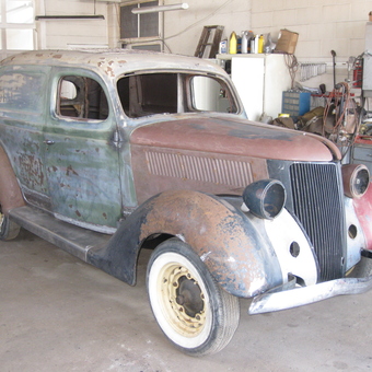 Classic car restoration in garage with tools and supplies - BJ from Cabot, Pennsylvania