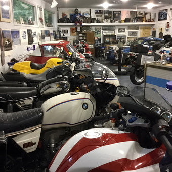 Classic BMW Motorcycles and Garage Decor Display - Bob from Jessup, MD