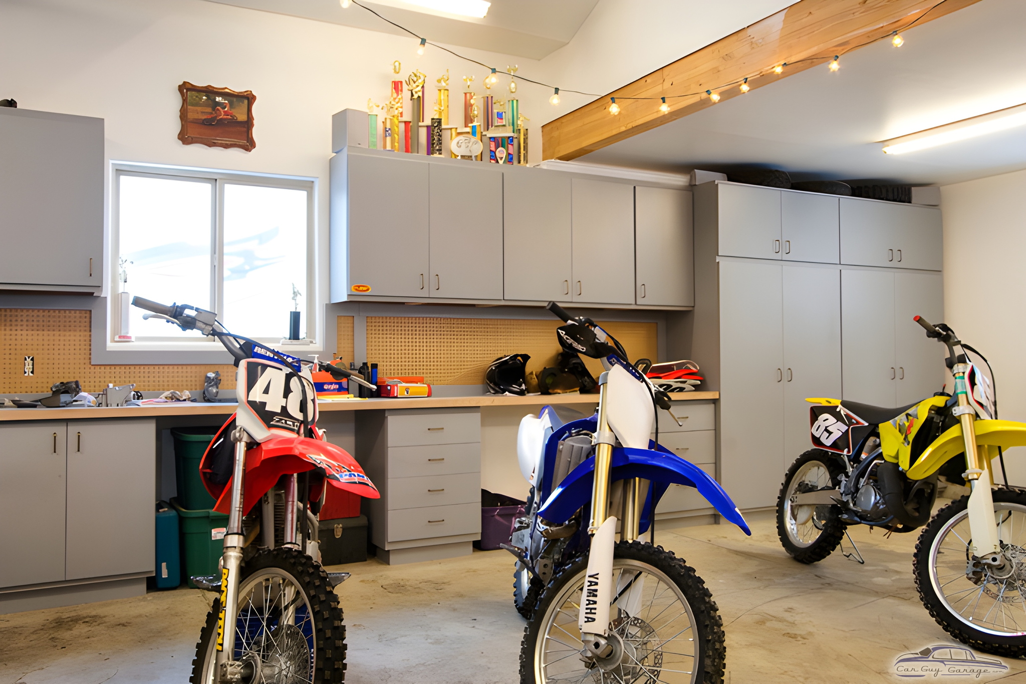 Organized Garage with Dirt Bikes and Storage Cabinets - Ian from Denver, CO