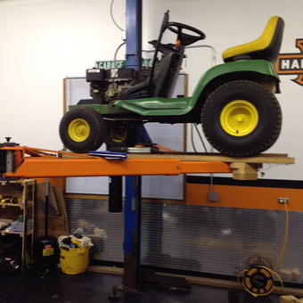 Garage with Lawn Tractor on Lift and Tools - bdittmar from Richmond, IL