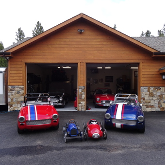Classic Sports Cars and Pedal Cars in Garage - Roger from Conifer, CO