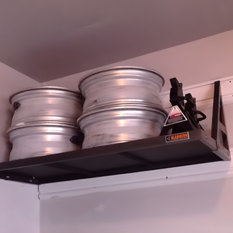 Wall Mounted Garage Shelf With Rims Storage - David from Yardley, PA