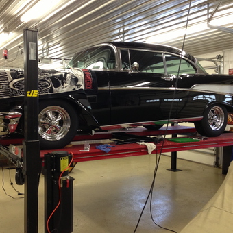 Classic Car on Four Post Lift in Organized Garage - DP from Clarkston, MI