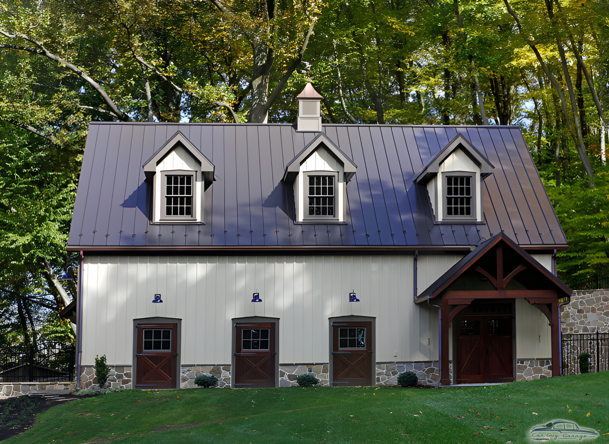 Classic Barn-Style Garage With Three Wood Doors - DP from Clarkston, MI