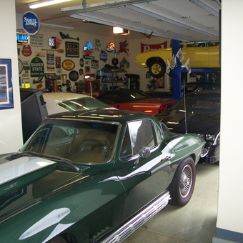 Classic Car Garage with Wall Signs and Lift - Two Lane from Hartford, WI