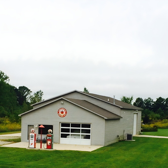 Garage with Vintage Gas Pumps and Signage - Brady from Swartz Creek, Mich