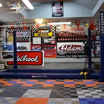 Colorful Garage with Car Lift and Racing Decor - Chris from Shinnston, WV