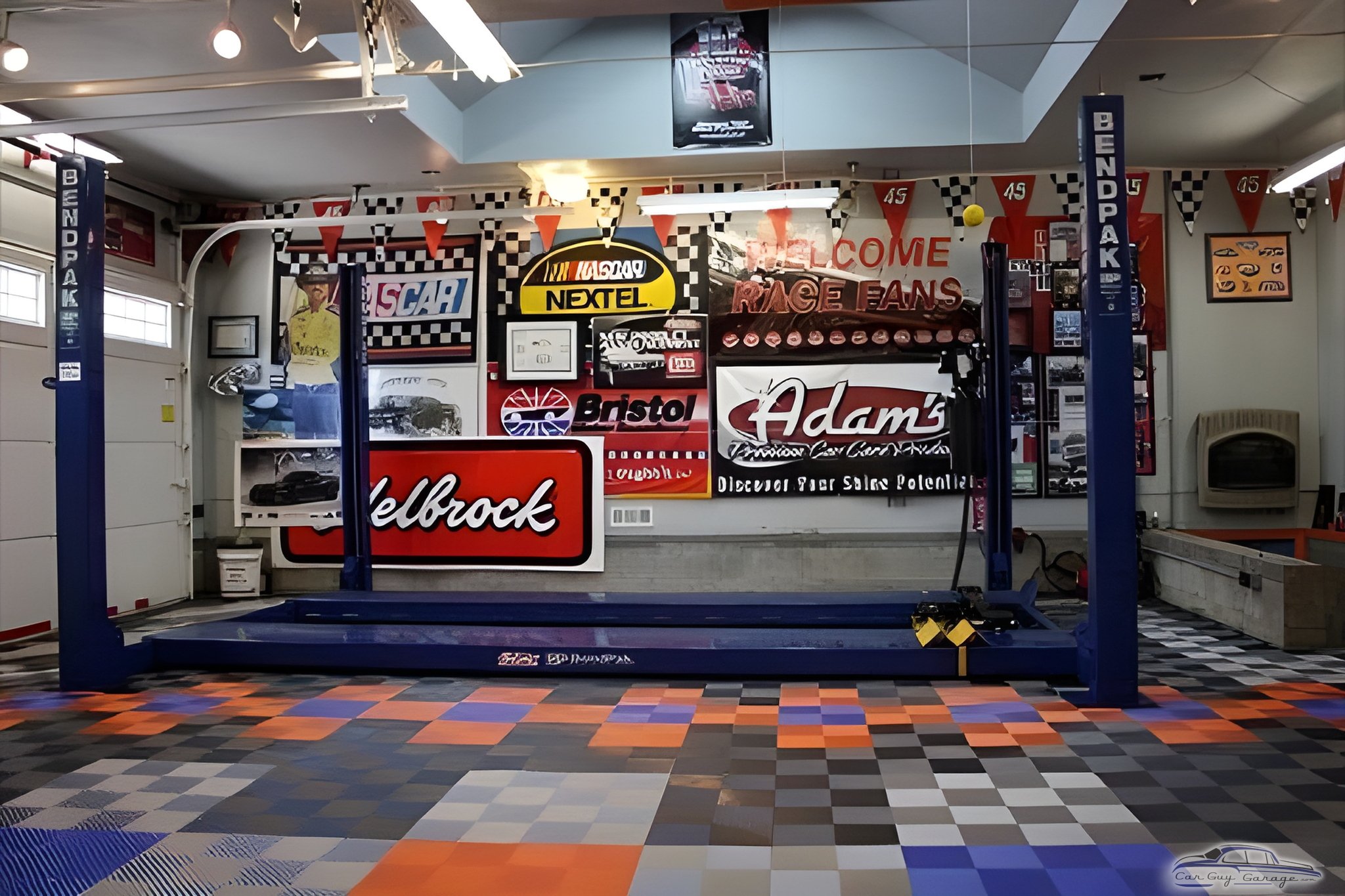 Colorful Garage with Car Lift and Racing Decor - Chris from Shinnston, WV