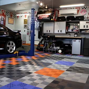 Colorful Garage with Car Lift and Cabinets - Chris from Shinnston, WV
