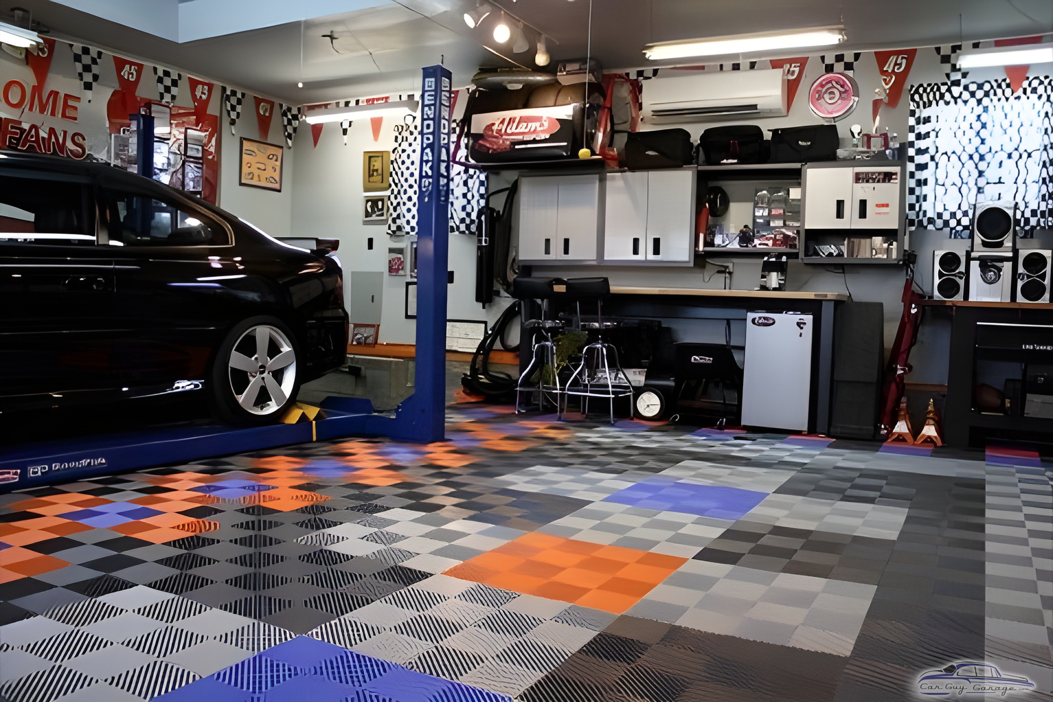 Colorful Garage with Car Lift and Cabinets - Chris from Shinnston, WV