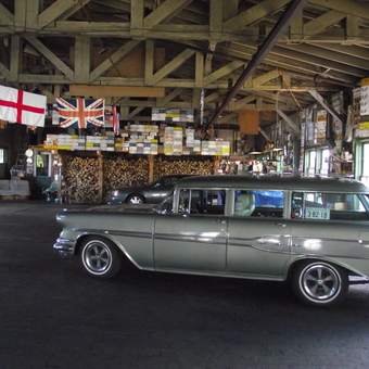Classic Car, License Plates, Flags, and Firewood in Garage - Dave from Bridgewater, Nova Scotia