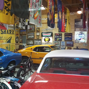 Classic Cars, Neon Signs, and Bicycles in Decorated Garage - Paul from Mandeville, LA
