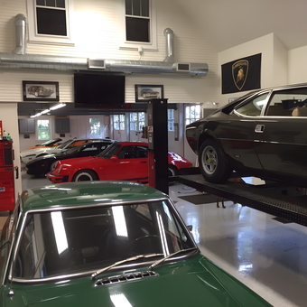 Classic Car Garage with Lift and Tool Storage - Trahan Carriage House from Rochester Hills, Michigan