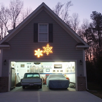 Classic Car Garage with Wall Cabinets and Decor - Ken Nagy from Wake Forest, NC