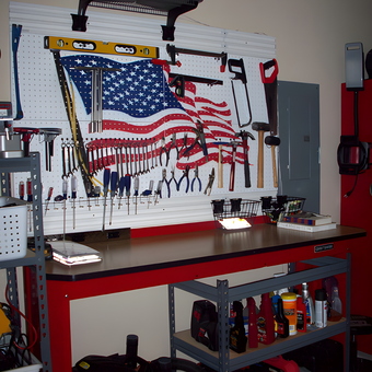 Organized Workbench with Pegboard and Tools - Tyler from Rockwall, TX