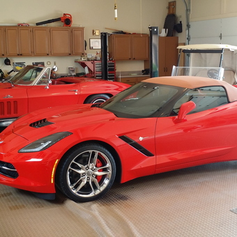 Red Corvette Collection with Lift and Cabinets - Corvette Ed from Tucson, AZ