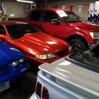 Ford Mustangs and F-150 in Custom Garage - Cobradave from Shepherdsville, Kentucky
