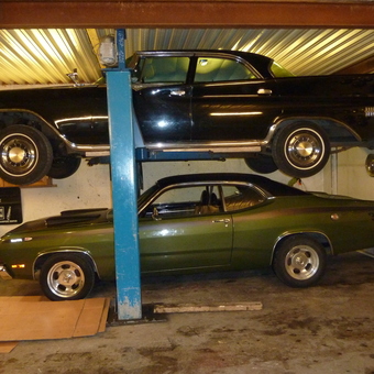 Classic Cars on Two-Post Lift in Garage - Sveinung from Norway