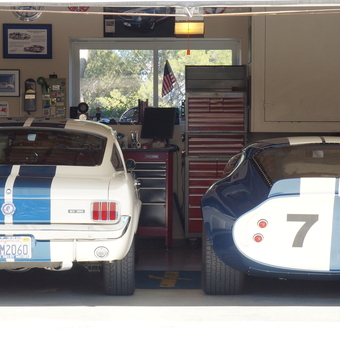 Classic Shelby Cars and Tool Storage in Organized Garage - ShelbyGuy from Rolling Hills Estates, CA