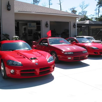 Red Mopar Sports Cars in Driveway - Rick's Mopars from Wellington, Florida