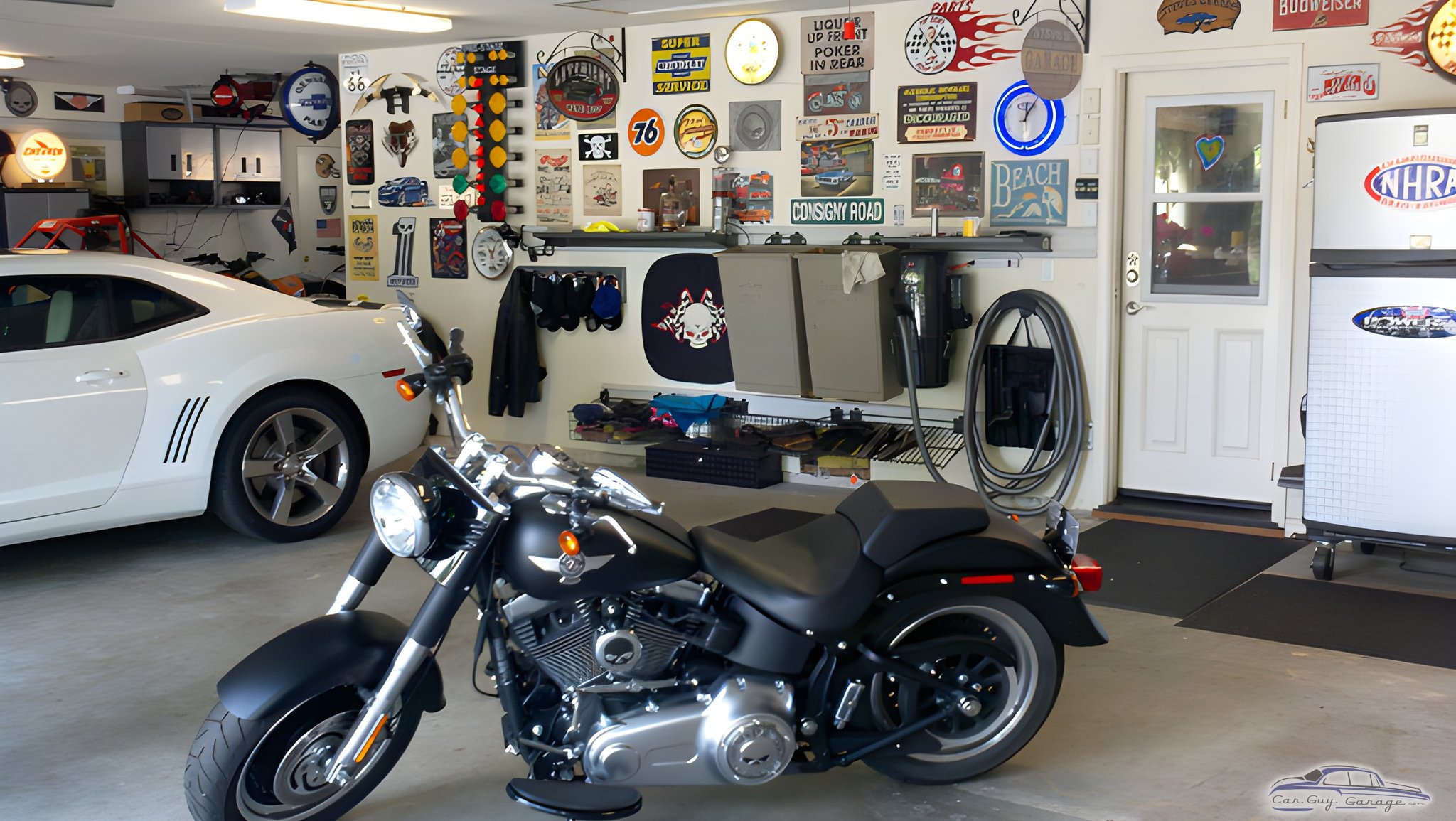 Custom Garage With Metal Signs and Cabinets - Steve from Morgan Hill, CA