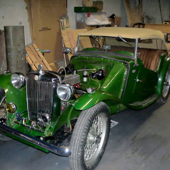 Classic Green MG Roadster in Vintage Garage - Hawkflyer from Manassas, VA