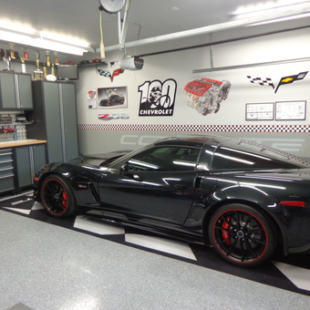 Corvette Garage With Cabinets, Wall Art, And Tool Storage - Paul from Guelph, Ontario