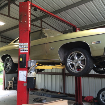 Classic Car on Rotary Lift in Spacious Garage - Russell from East Bernard, Texas
