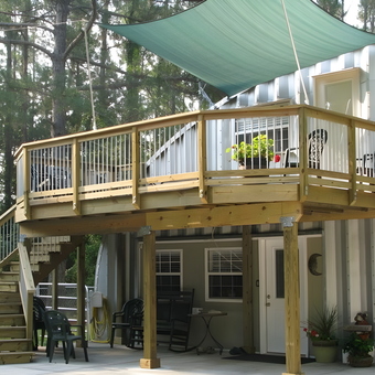 Elevated Wooden Deck with Canopy and Seating - Lon Greenwood from Murphy, NC