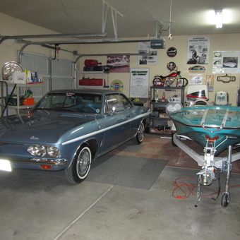Classic Car and Boat in Organized Garage - Paul