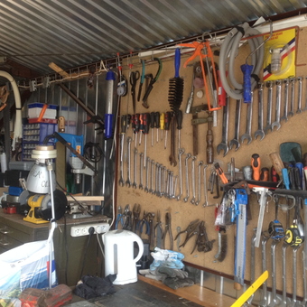 Organized Garage Wall with Hand Tools and Storage - Eugen from Kutna Hora, Czech Republic