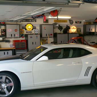 Chevrolet Garage with Wall Signs and Storage Cabinets - Steve from Morgan Hill, CA