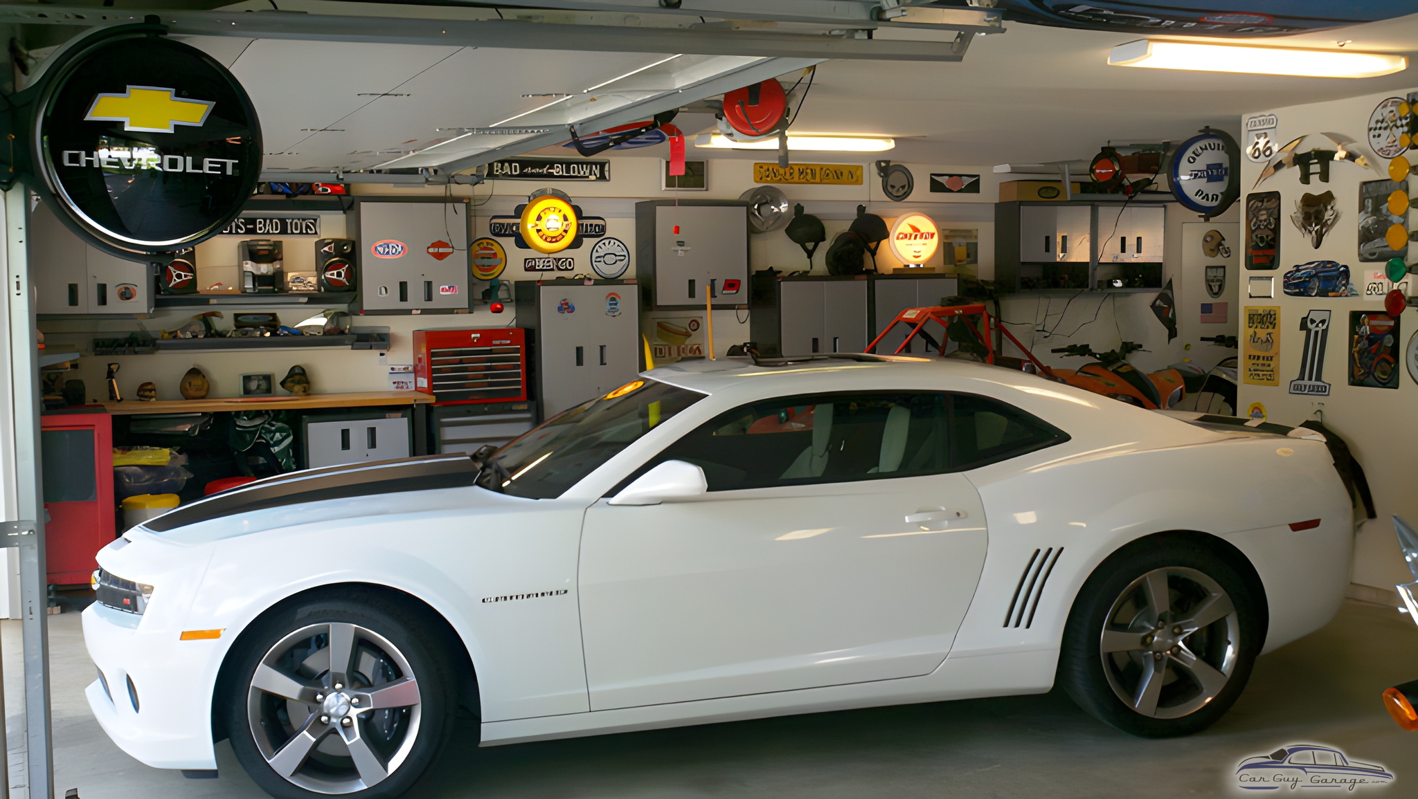 Chevrolet Garage with Wall Signs and Storage Cabinets - Steve from Morgan Hill, CA