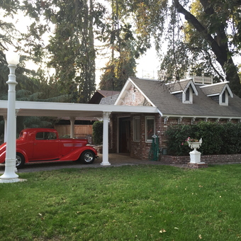 Classic Red Car Under Covered Brick Garage - Dale from Visalia, CA