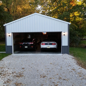 Metal Garage With Lighting and Two Cars - John from Greencastle, In