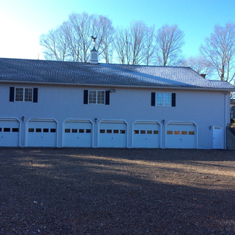 Six Car Garage with White Doors and Lamps - Donald from Stafford Springs, Ct.