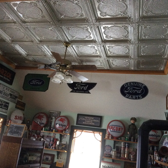 Vintage Ford and Gas Station Signs Decorated Garage - Donald from Stafford Springs, Ct.