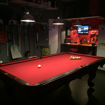 Garage with Red Pool Table and Workshop Area - Jeferson Tavares from Coral Springs, FL
