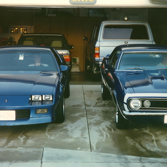 Classic and Modern Blue Camaros in Home Garage - hbguy from Huntington Beach, Ca